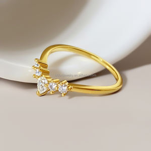 Bague simple et classique en pierres précieuses, plaquée or 18 carats, agate mousse, bagues de fiançailles et de mariage pour femmes - Product Image 3