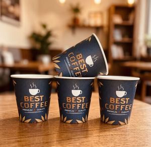 Gobelets en papier personnalisés pour les cafés, 8 oz, jetables, pour boissons chaudes et froides à emporter, imprimés, bon prix, contenants d'emballage alimentaire - Product Image 1
