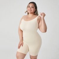 Body moldeador de mujer con cuello redondo, corte bajo, ceñido a la cintura, sin costuras, estilo tirantes, de nailon y elastano, con control abdominal elástico
