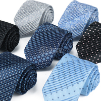 Cravate Jacquard en soie noire et bleue Motif à pois floraux Gravatas Drapiadas Cravates pour hommes Fabricant