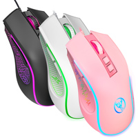 Souris de jeu filaire HXSJ avec rétroéclairage RGB, 7 boutons, 3600 DPI, souris optique réglable, souris ergonomique pour ordinateur de bureau et ordinateur portable
