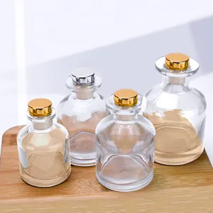 Empty 50ml 100ml 120ml 190ml 200ml 500ml Round Square Glass Aromatherapy Reed Diffuser Fragrance Glass Bottle With Stopper