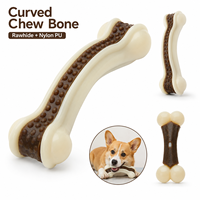 Os à mâcher pour chien en nylon et cuir brut, modèle Cross Border Pick, avec poignée arquée pour la mastication des molaires et l'entraînement interactif quotidien