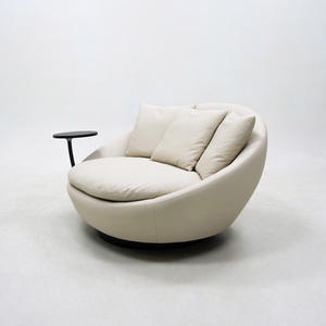 Fauteuil simple moderne avec table, fauteuil de salon, chaise longue rotative ronde pour balcon, fauteuil d'appoint pour villa et chambre à coucher - Product Image 3