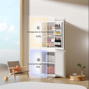 Réfrigérateur à double porte de 160 L, congélateur en bas, modèle à refroidissement direct 220 V, réfrigérateur de style rétro à économie d'énergie - Product Image 6