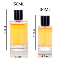 Flacon de parfum en verre transparent cylindrique personnalisé de luxe 30 50 100 ml avec boîte d'emballage