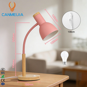 <span class=keywords><strong>Lampada</strong></span> da Tavolo E27 con Base in Legno e Paralume Bianco Rosa, 85-265V con Spina Europea, Lampade da Tavolo LED/Luci Decorative per Casa/Lampade da Comodino - Product Image 1
