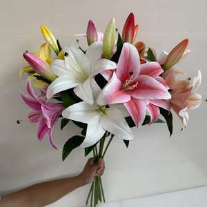 Fiore di giglio di seta matrimonio natale e laurea fiori decorativi gigli artificiali fiore - Product Image 1