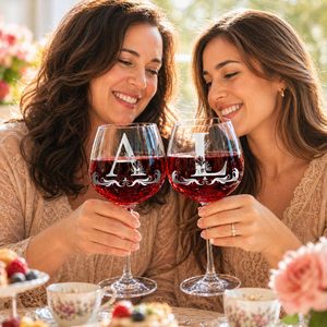 Cadeaux personnalisés avec monogramme pour femmes - <span class=keywords><strong>Verre</strong></span> à vin personnalisé avec initiales A-Z, cadeaux d'anniversaire uniques, cadeaux de mariage pour femmes - Product Image 2