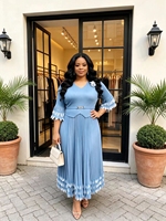 Ventes directes d'usine Sheen, robe longue maxi pour femmes, élégante, de haute qualité, originale, tendance, grande taille, plissée, manches courtes, style Miyaki