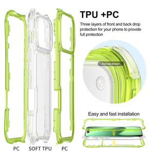 Funda Protectora de Lujo para Teléfono con Protección Completa de 360 Grados para <span class=keywords><strong>iPhone</strong></span> 17 16 Pro Max 15 14, 3 en 1, Parte Trasera Transparente - Product Image 2