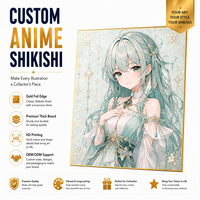 Planche Shikishi Anime Personnalisée en Carton Épais avec Bord Doré et Texture Washi – Présentoir d'Art de Collection