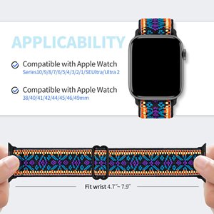 Correa de Reloj de Tela Suave para <span class=keywords><strong>Apple</strong></span> <span class=keywords><strong>Watch</strong></span> <span class=keywords><strong>Series</strong></span> 10 46mm 42mm <span class=keywords><strong>Series</strong></span> 9 8 <span class=keywords><strong>7</strong></span> 45mm 41mm, Correa Deportiva de Nailon para Mujer y <span class=keywords><strong>Hombre</strong></span> para Uso Diario - Product Image 5
