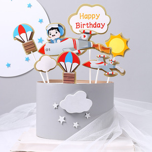 Set Decorazione Torta Aereo, Topper Torta Compleanno Pilota Caccia - Product Image 1