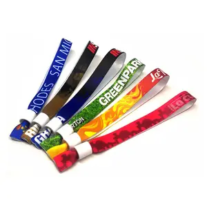 Festival 2024 Custom Barrel Lock Bracelet Fabric Festival Logo Cloth Entrance Ticket Event Satin Wristband For Concert