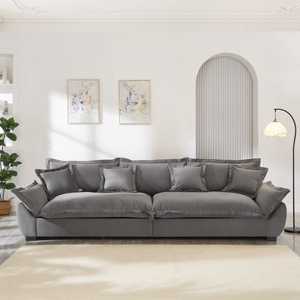 أريكة قطاعية حديثة قابلة للضغط من القطيفة، مجموعة أرائك مبطنة لغرفة المعيشة - Product Image 3