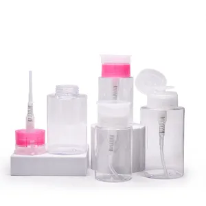 PETG press the bottle round shape makeup remover liquid bottle with flip lid