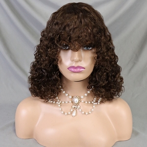 Easy Wear Water Wave Short Bob Perruque avec Bang Pre-Plucked Remy Hair pour les femmes Color Highlight #4 - Product Image 3