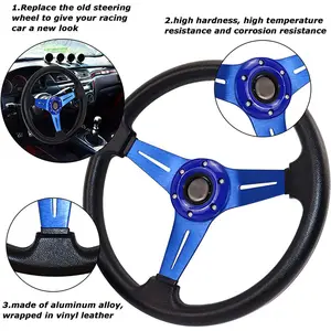 New 14inch 350mm PU Leather Car Racing Steering Wheel Aluminum Alloy Deep Corn Dish Sport Drifting Steering Wheels