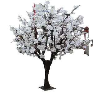 Beauty plastic wood trunk white color artificial magnolia tree for home decoration
