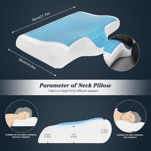 Gel pendingin busa memori bantal leher serviks ergonomis, Gel pendingin desain kontur penyangga lengkung atas perut belakang samping - Product Image 4