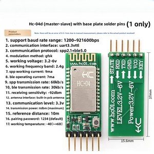 HC-<span class=keywords><strong>04</strong></span> โมดูลสองโหมด <span class=keywords><strong>SPP</strong></span> 2.1 มาสเตอร์-สเลฟ ออลอินวัน BLE 5.0 การส่งข้อมูลแบบโปร่งใสความเร็วสูงแบบไร้สาย - Product Image 4