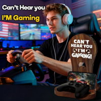 Support en bois pour casque, accessoires pour salle de jeu, support en bois pour casque et manette, support pour casque et manette de jeu