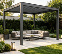 Pergola à lames en fer 3x3m 3x4m Hauteur 2,3m pour terrasse extérieure, gazebo métallique facile à installer, imperméable, robuste et durable