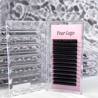 Plateaux de cils pour extensions de cils, cils doux à volume complet, vente en gros, marque privée, cils individuels en velours noir mat