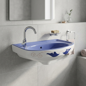 Lavabo pequeño independiente de montaje sobre encimera, lavabo redondo de cerámica para baño, lavabo de laboratorio, artículos sanitarios - Product Image 1