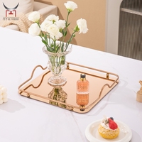 Plateau miroir carré en acier inoxydable de style nordique, personnalisé en usine, pour salle d'exposition, hôtel, vase, parfum, décoration de bureau et de cuisine