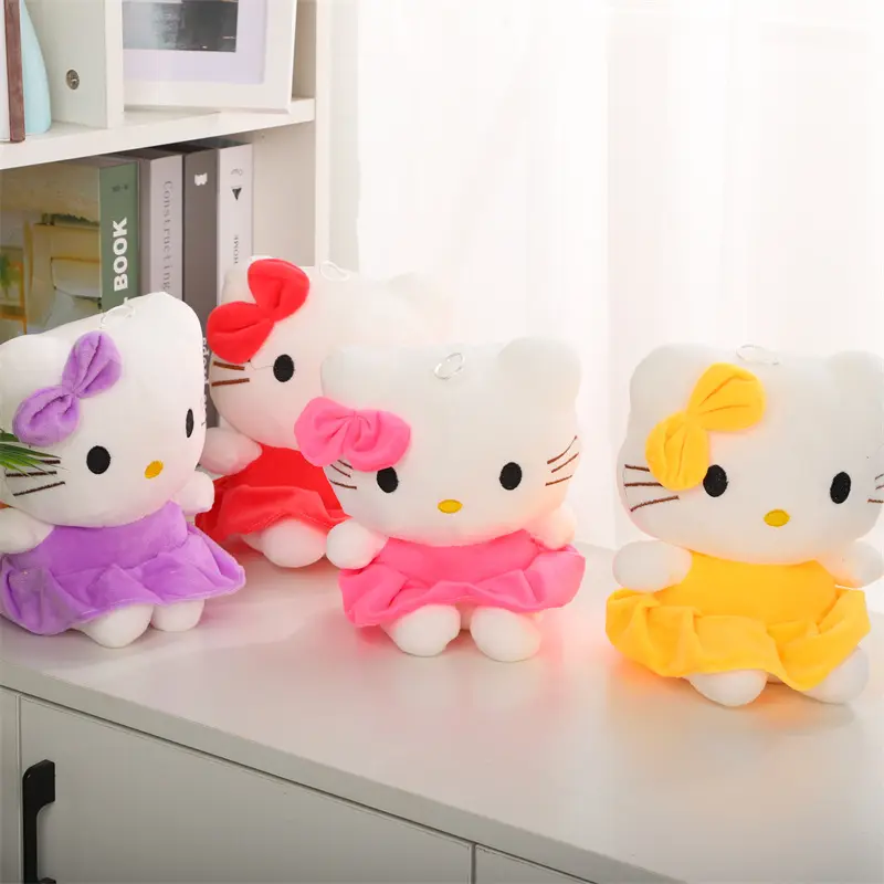 Jaune Kt jouets en peluche rose rouge violet Kt chat en peluche dessin animé Anime mignon ange Kt peluche poupées doux porte-clés sacs cadeau