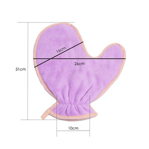 PetIt Pet Drying Glove Microfiber Coral Fleece Green With <b>Pink</b> Trim For Dog Grooming - Product Image 3