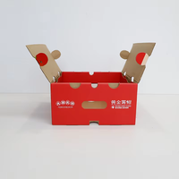 Boîte à agrumes en carton ondulé écologique et recyclable, design empilable, motifs citron et orange vibrants, gaufrage pour emballage de supermarché