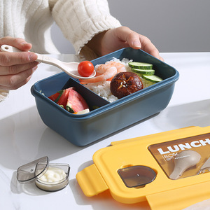Boîte à lunch écologique en plastique de forme rectangulaire, 2 compartiments, design hermétique, durable et <span class=keywords><strong>sans</strong></span> <span class=keywords><strong>BPA</strong></span> - Product Image 3
