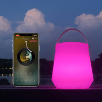 Lampe de table LED RGB portable rechargeable en plastique avec haut-parleur Bluetooth, lampe musicale lumineuse pour fêtes, mariages et événements
