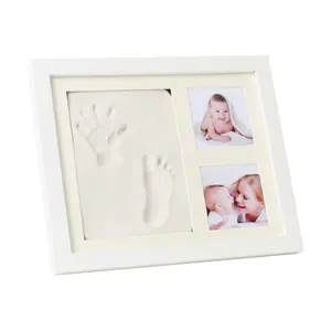 Baby Shower Gifts For Newborn Baby Hand Foot Imprint New Mom Nursery Memory Art Kit Solid Wood Photo Frame