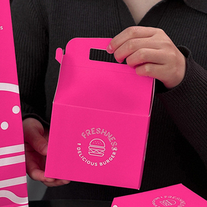 Nieuwe custom logo food burgerbox, wegwerp roze frietbox, hot sale fastfood restaurant takeaway verpakkingsbox - Product Image 3