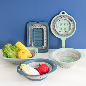 Folding Silicone Kitchen <b>Strainer</b> Set Collapsible Colanders <b>Strainer</b> with Long Handle - Product Image 5