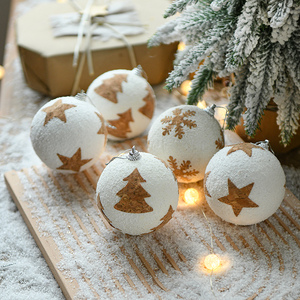 Bola de Navidad Decoración Bola colgante 8cm Decoración del árbol de Navidad Centro comercial Ventana Colgante Bola de espuma de cáñamo blanco - Product Image 4