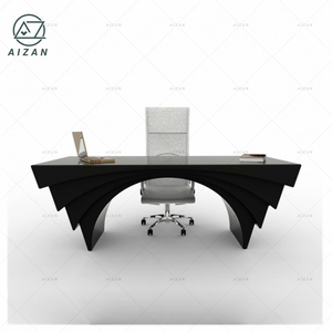 Escritorio de oficina negro moderno de bajo precio, <span class=keywords><strong>mesa</strong></span> de oficina negra personalizada de <span class=keywords><strong>2</strong></span> <span class=keywords><strong>metros</strong></span> de largo para oficina, hogar, clínica, Hotel, Hospital - Product Image 2