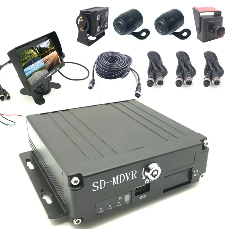 바하마 AHD 1080P 4CH SD 카드 mdvr 트럭 모니터링 스위트 고화질 야간 투시경 모바일 DVR + 카메라 + 모니터의 전체 세트