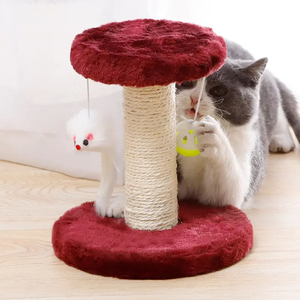 Double Layer Wood <b>Cat</b> <b>Scratch</b> <b>Board</b> with <b>Cat</b> Toy and Balls Interactive Climbing Wood <b>Cat</b> Tree - Product Image 2