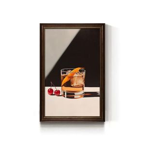 レストランやバーのインテリア用ワインとグラスの素朴な工業用パブ壁装飾レトロキャンバス絵画 - Product Image 3