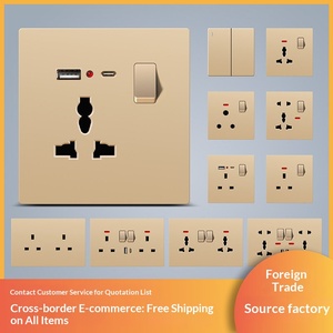 Enchufe con Interruptor USB Estándar Británico Tipo 86, Estilo Británico Oculto, 3A, Regulación Británica, Dorado, para Hong Kong y Macao - Product Image 3
