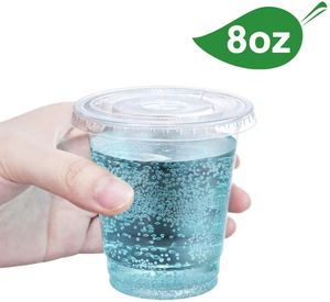 Gobelets jetables en plastique transparent de 8 oz avec couvercles pour boissons froides à usage quotidien - Product Image 2