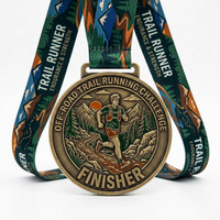 Wholesale 3D Embossed Soft Enamel Antique Finish Zinc Alloy Sports Award Medal for Extreme Trail Running Events