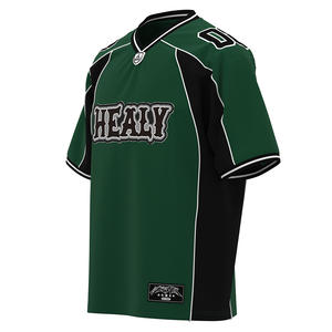 Camiseta Deportiva HEALY Verde y Negra con Contraste, Estilo Americano, Malla Transpirable, Cuello en V, Ligera, para Fútbol - Product Image 2