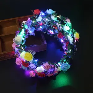 Hochzeits fest Urlaub Weihnachten Neujahr Party Led Blumenkranz Stirnband Led Flower Head piece Flower Crown