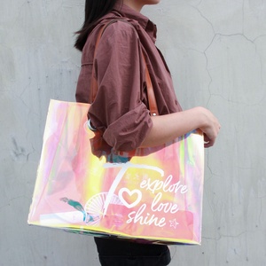 Bolsas de Compras Personalizadas Boshiho con Logotipo, Bolso de Mano Impermeable de PVC TPU, Transparente, Holográfico, Láser, Lavable, Bolso Tote - Product Image 4